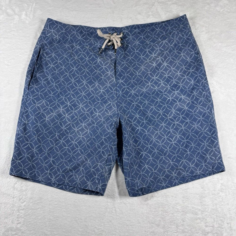 Faherty Men's‎ Swimming Trunks Board Shorts Geometric Patterned Blue EUC